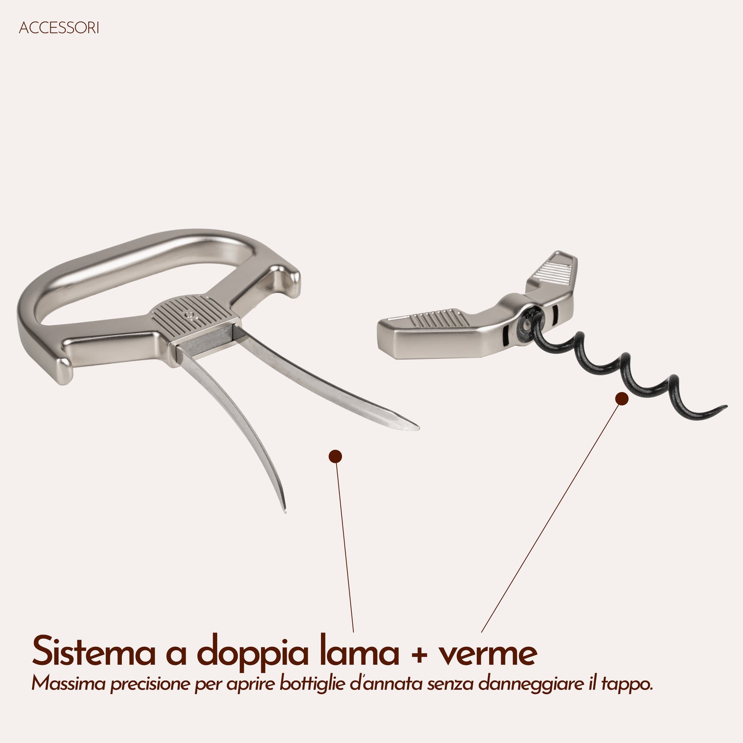 Cavatappi Lama e Verme Professionale per Vini Invecchiati Luxury - Apribottiglie di Alta Qualità per Appassionati di Vino e Sommelier - Design Elegante e Versatile