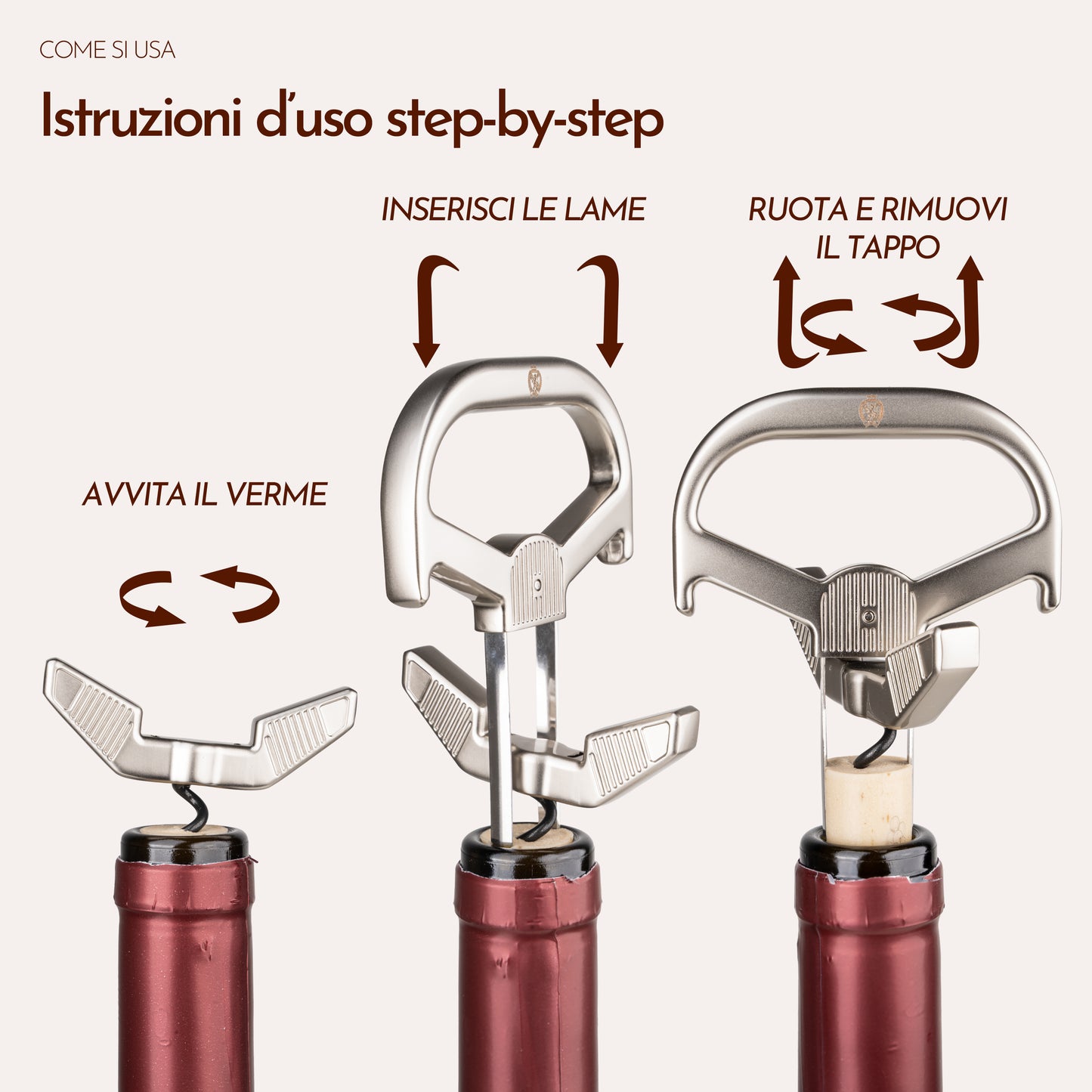 Cavatappi Lama e Verme Professionale per Vini Invecchiati Luxury - Apribottiglie di Alta Qualità per Appassionati di Vino e Sommelier - Design Elegante e Versatile