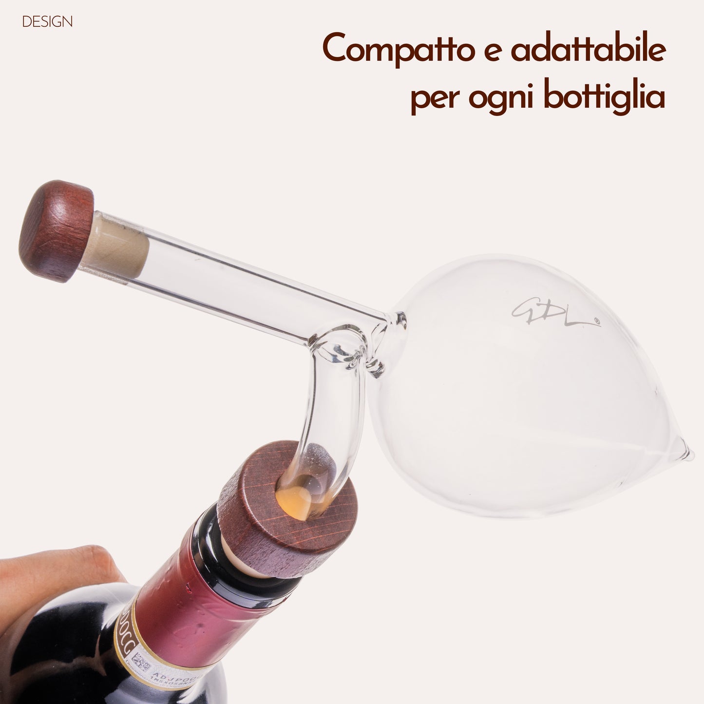 Decanter per Vino con Aeratore in Vetro Soffiato 150 ml - Decantatore Professionale per Vino Rosso e Bianco - Idea Regalo per Amanti del Vino