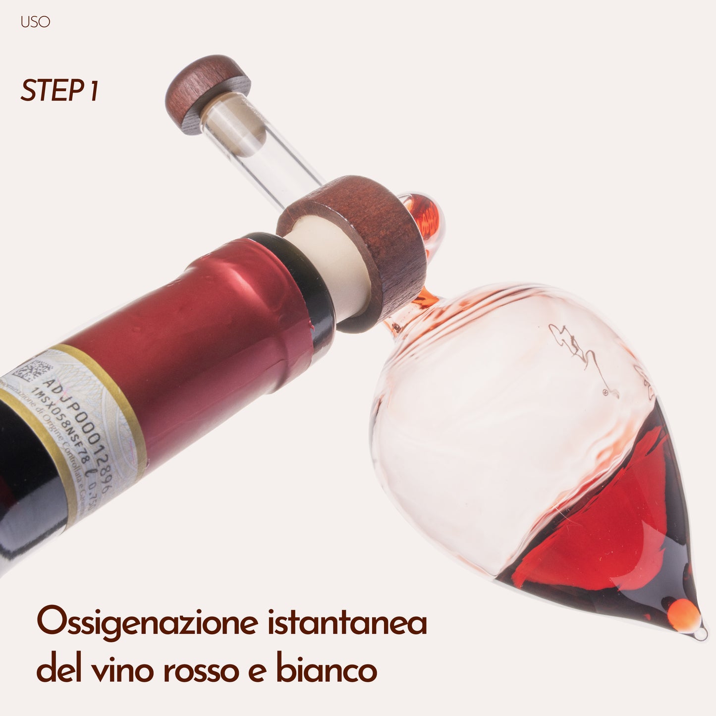 Decanter per Vino con Aeratore in Vetro Soffiato 150 ml - Decantatore Professionale per Vino Rosso e Bianco - Idea Regalo per Amanti del Vino