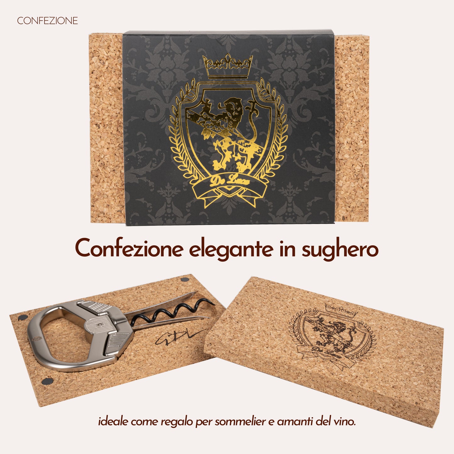 Cavatappi Lama e Verme Professionale per Vini Invecchiati Luxury - Apribottiglie di Alta Qualità per Appassionati di Vino e Sommelier - Design Elegante e Versatile