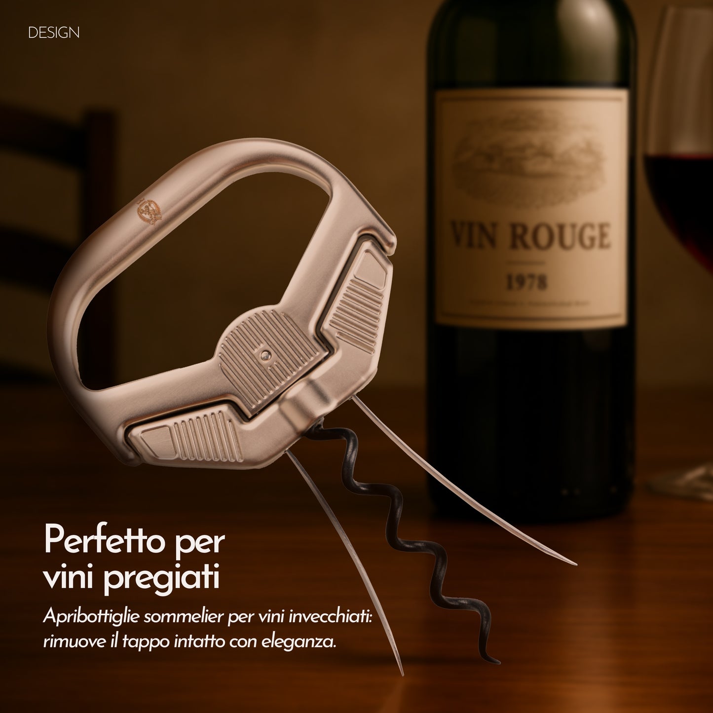 Cavatappi Lama e Verme Professionale per Vini Invecchiati Luxury - Apribottiglie di Alta Qualità per Appassionati di Vino e Sommelier - Design Elegante e Versatile
