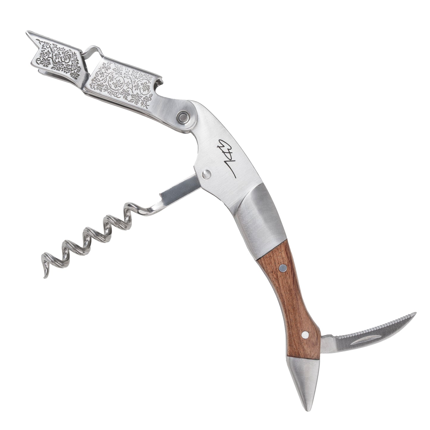 Cavatappi Professionale - Apribottiglie in Acciaio Inox con Manico in Legno e Scatola Rigida - Design Elegante e Compatto - Idea Regalo per Sommelier e Amanti del Vino